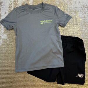 NEW BALANCE Grey/Black Toddler Boys Shorts/Shirt Matching Activewear Outfit | 3T